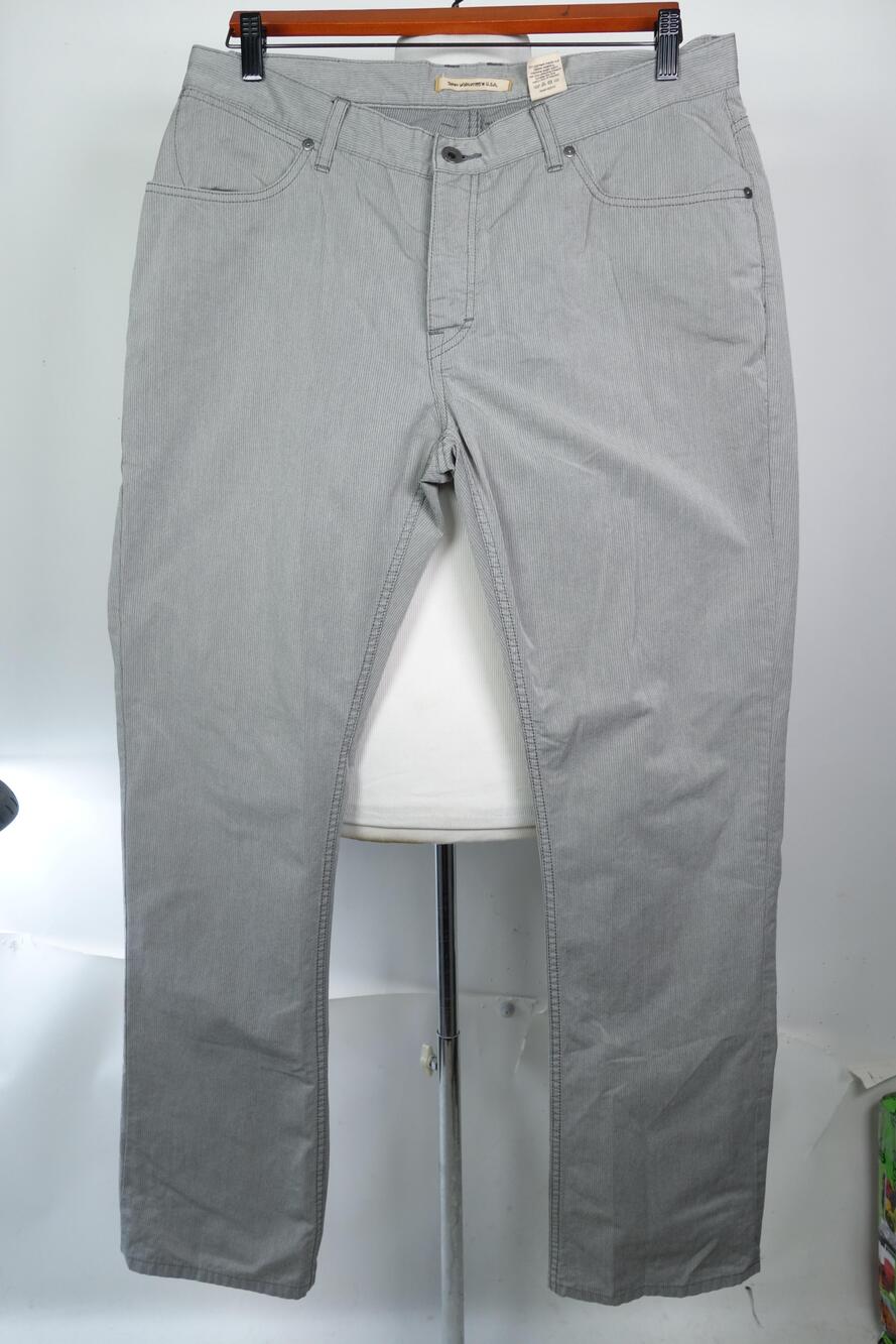 John Varvatos U.S.A. Pants Mens 36x31 Gray Striped Denim Button Fly Casual